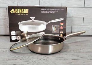 Cковорода глибока Benson із нержавіючої сталі 24см (BN-586) 00020560 фото