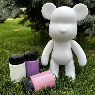 Флюидный мишка DIY Creative Fluid Bear, 23см, с красками 3 шт / Набор раскраска для творчества медвежонок 00024371 фото