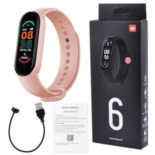 Фитнес браслет FitPro Smart Band M6 (смарт часы, пульсоксиметр, пульс). Цвет: розовый 00022404 фото