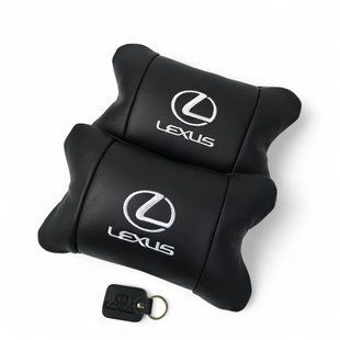 Набор автоподушек Lexus кожа Италия+ подарок, Автоподушки Лексус с вышивкой 00017070 фото