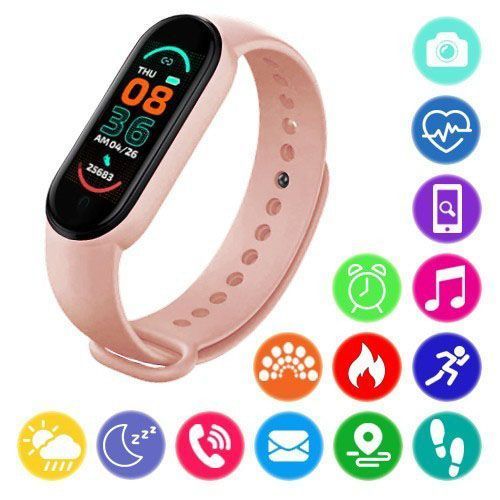 Фитнес браслет FitPro Smart Band M6 (смарт часы, пульсоксиметр, пульс). Цвет: розовый 00022404 фото