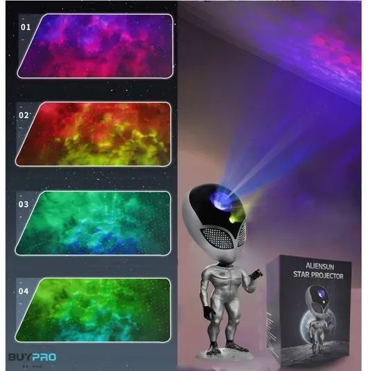 Багатобарвна лампа-проектор зоряного неба STAR PROJECTOR NIGHT LIGHT ALIENSUN 00017346 фото