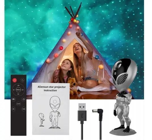 Багатобарвна лампа-проектор зоряного неба STAR PROJECTOR NIGHT LIGHT ALIENSUN 00017346 фото