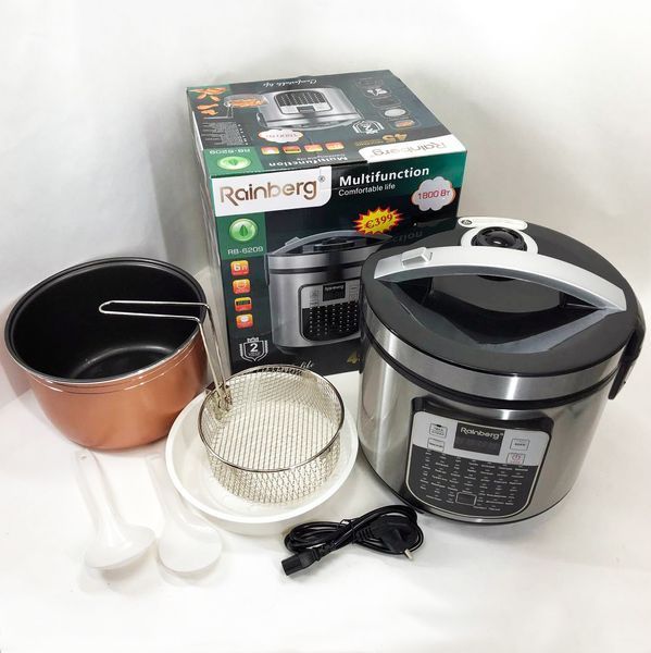 Мультиварка пароварка Rainberg RB-6209 45 програм 6л 1000W, Сенсорна мультиварка рисоварка 00020264 фото