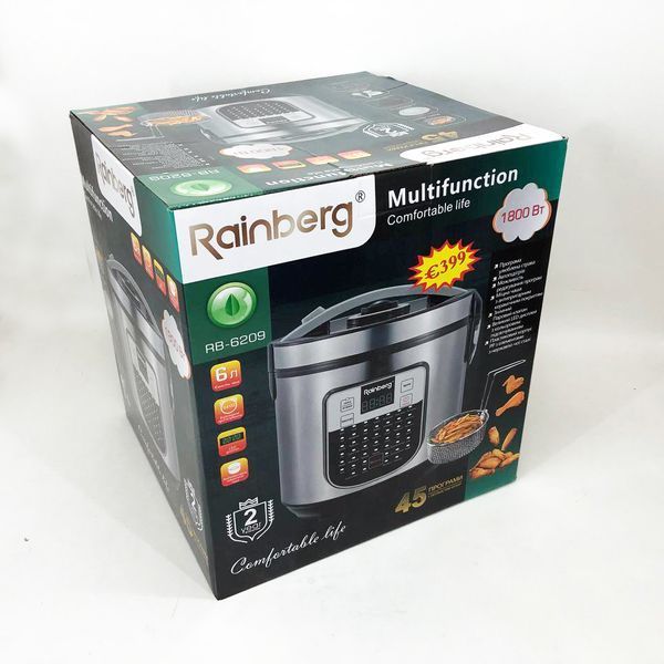 Мультиварка пароварка Rainberg RB-6209 45 програм 6л 1000W, Сенсорна мультиварка рисоварка 00020264 фото