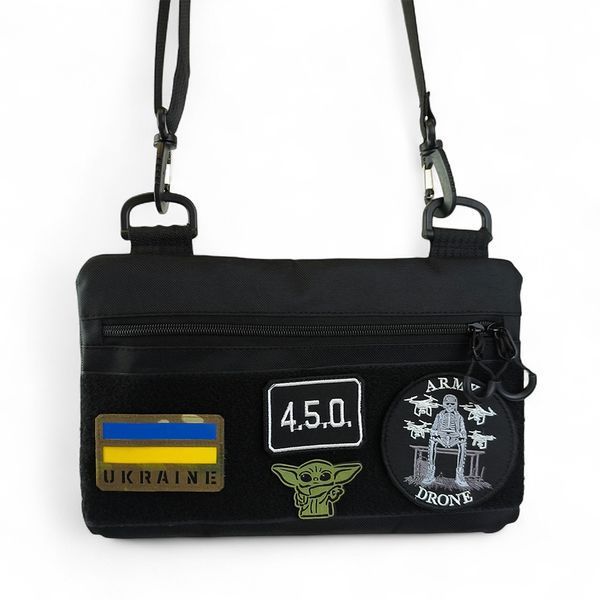 Молодіжна тактична сумка для патчів на плече з 4 кишенями black 00018400 фото
