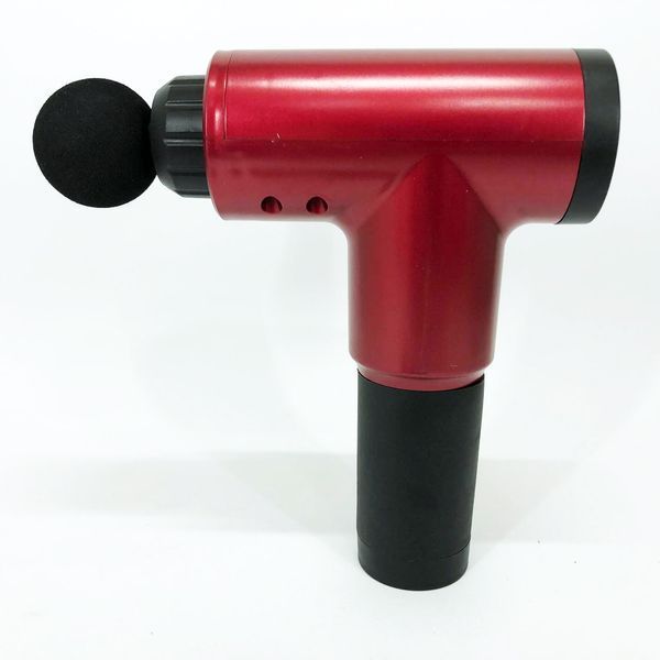 Аккумуляторный массажер fascial gun kh-320 портативный ручной ударный мышечный пистолет 4 насадки красный 00015512 фото