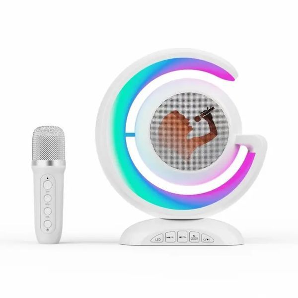 Лампа-нічник з бездротовою bluetooth колонкою RGB підсвічуванням та двома мікрофонами в комплекті для караоке YS-110 00022171 фото