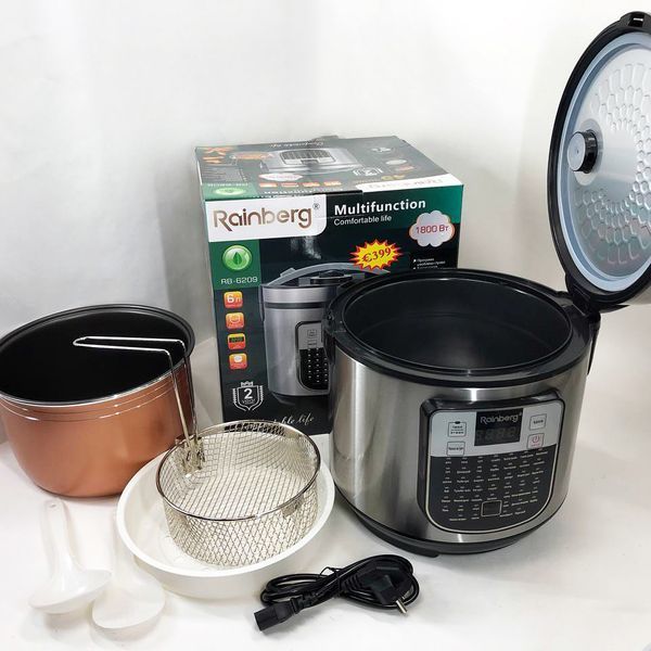 Мультиварка пароварка Rainberg RB-6209 45 програм 6л 1000W, Сенсорна мультиварка рисоварка 00020264 фото