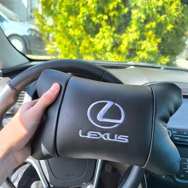 Набор автоподушек Lexus кожа Италия+ подарок, Автоподушки Лексус с вышивкой 00017070 фото