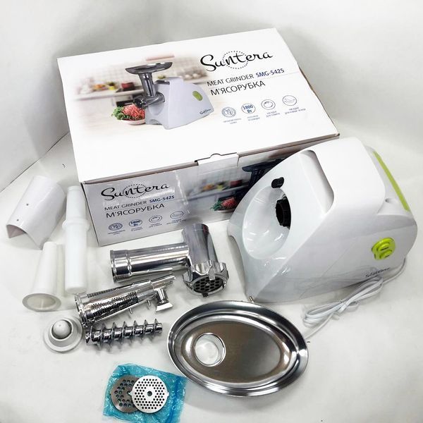 Мясорубка Suntera SMG-5425W, мясорубка-соковыжималка, электрическая мясорубка с насадками для дома 00018948 фото