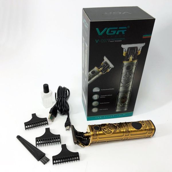 Машинка для стрижки волосся і бороди VGR V-097, Машинка для підстригання Окантувальна машинка. Колір: золотий 00014396 фото