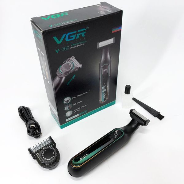 Электробритва VGR V-360 GREEN, Беспроводная электробритва, Триммер для усов, Электробритва с насадками 00015288 фото