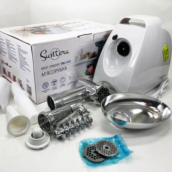 Мясорубка Suntera SMG-5425W, мясорубка-соковыжималка, электрическая мясорубка с насадками для дома 00018948 фото