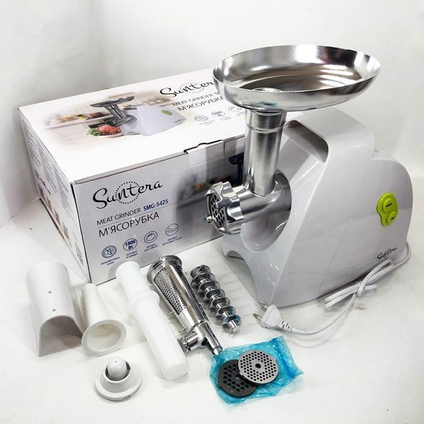 Мясорубка Suntera SMG-5425W, мясорубка-соковыжималка, электрическая мясорубка с насадками для дома 00018948 фото
