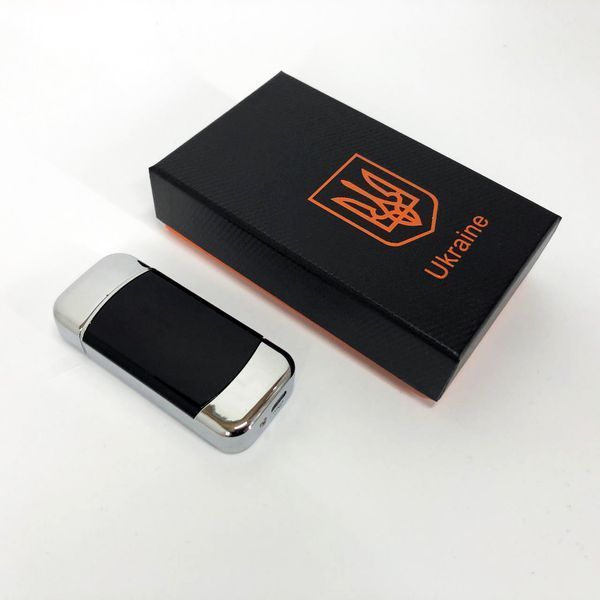 Дуговая электроимпульсная зажигалка с USB-зарядкой Украина LIGHTER HL-439. Цвет: серебро 00023404 фото