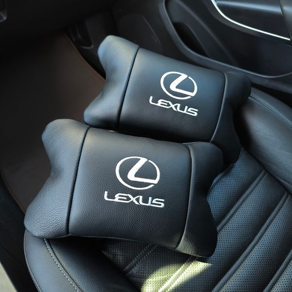 Набор автоподушек Lexus кожа Италия+ подарок, Автоподушки Лексус с вышивкой 00017070 фото