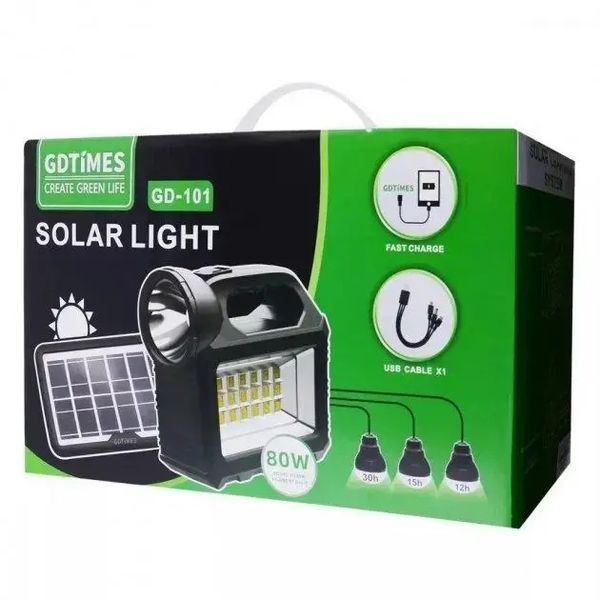 Многофункциональный LED фонарь Cclamp GD-101 с солнечной панелью, 3 лампочки, повербанк 00023273 фото