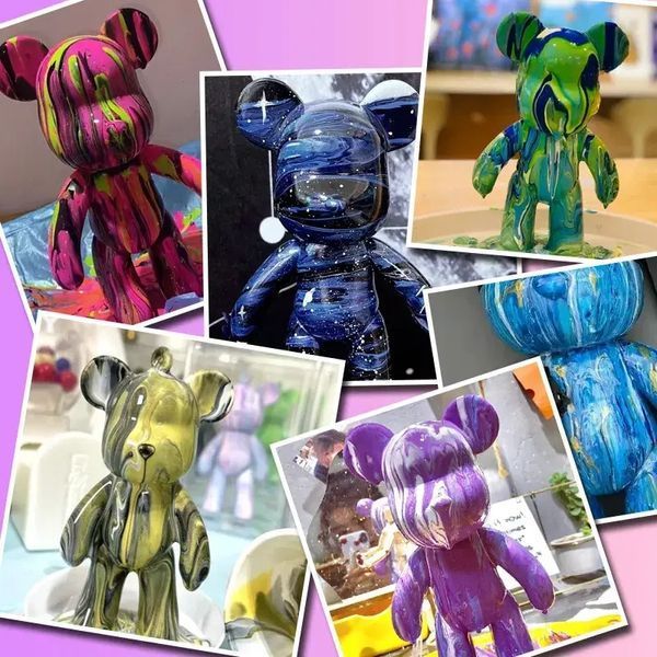 Флюїдний ведмедик DIY Creative Fluid Bear, 23см, з фарбами 3 шт. / Набір розмальовка для творчості ведмежа 00024371 фото