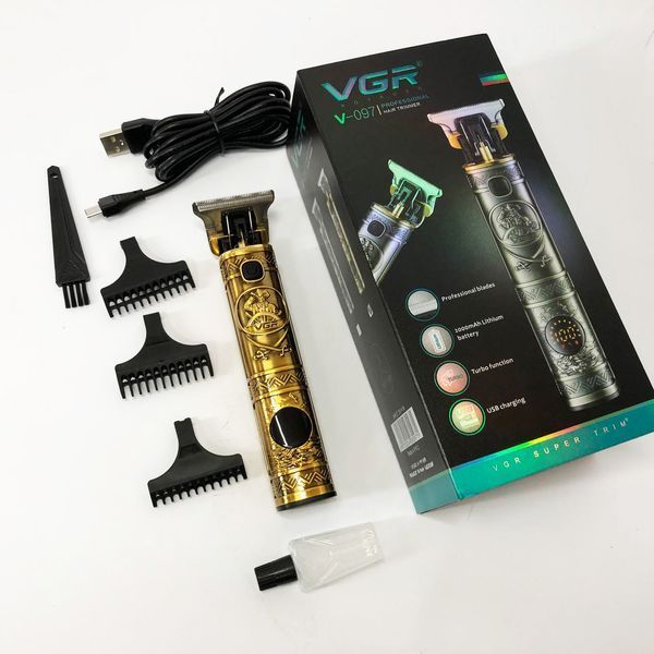 Машинка для стрижки волосся і бороди VGR V-097, Машинка для підстригання Окантувальна машинка. Колір: золотий 00014396 фото