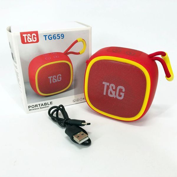 Портативная Bluetooth-колонка TG659 с ремешком, Громкая блютуз колонка для вечеринки. Цвет: красный 00017251 фото