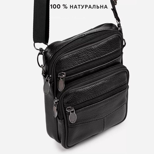 Стильная мужская сумка через плечо из натуральной кожи, компактный размер, много отделений 00018455 фото
