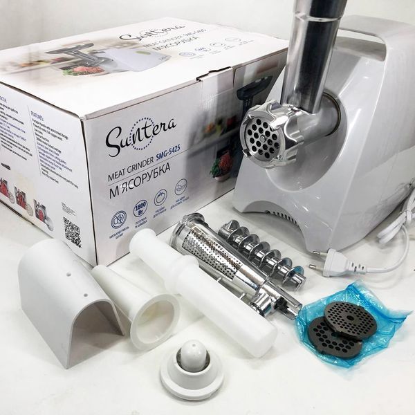 Мясорубка Suntera SMG-5425W, мясорубка-соковыжималка, электрическая мясорубка с насадками для дома 00018948 фото