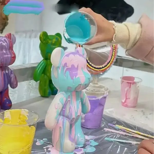 Флюїдний ведмедик DIY Creative Fluid Bear, 23см, з фарбами 3 шт. / Набір розмальовка для творчості ведмежа 00024371 фото