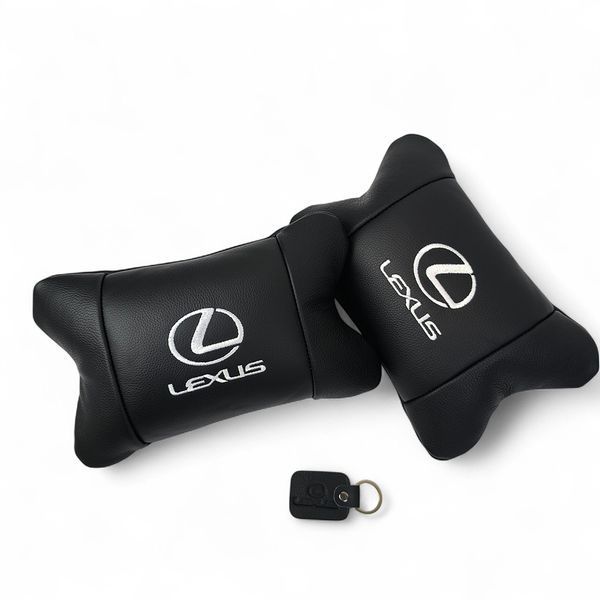 Набор автоподушек Lexus кожа Италия+ подарок, Автоподушки Лексус с вышивкой 00017070 фото