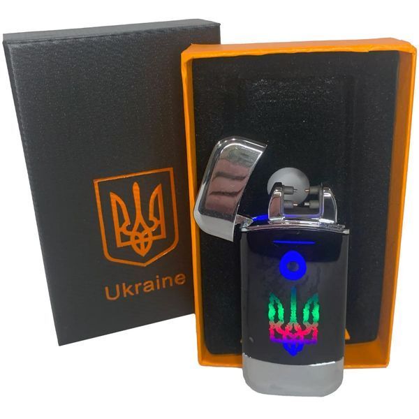 Дуговая электроимпульсная зажигалка с USB-зарядкой Украина LIGHTER HL-439. Цвет: серебро 00023404 фото