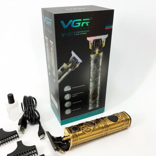 Машинка для стрижки волосся і бороди VGR V-097, Машинка для підстригання Окантувальна машинка. Колір: золотий 00014396 фото