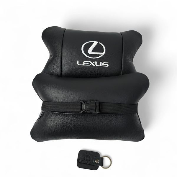 Набор автоподушек Lexus кожа Италия+ подарок, Автоподушки Лексус с вышивкой 00017070 фото