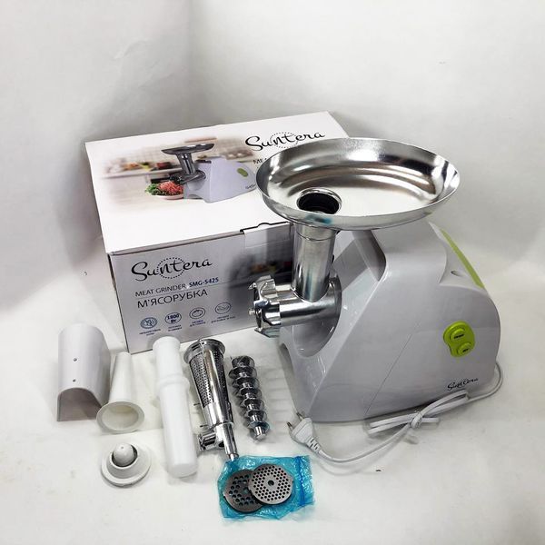 Мясорубка Suntera SMG-5425W, мясорубка-соковыжималка, электрическая мясорубка с насадками для дома 00018948 фото