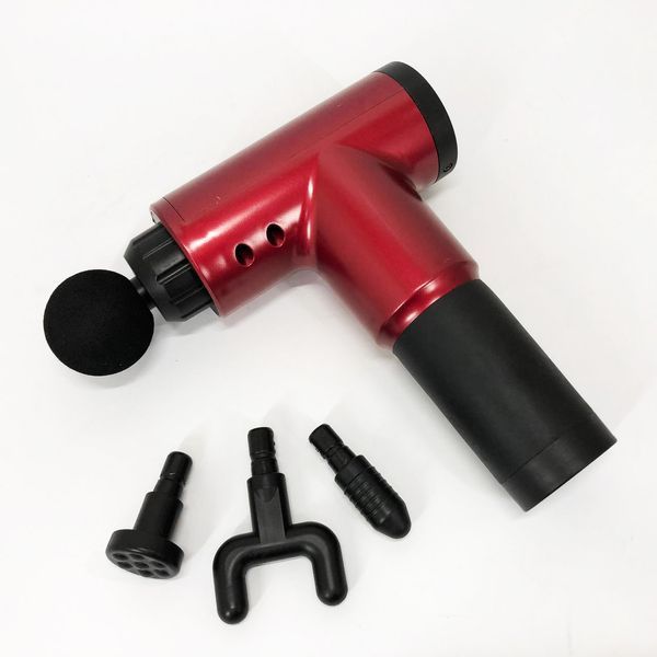 Аккумуляторный массажер fascial gun kh-320 портативный ручной ударный мышечный пистолет 4 насадки красный 00015512 фото