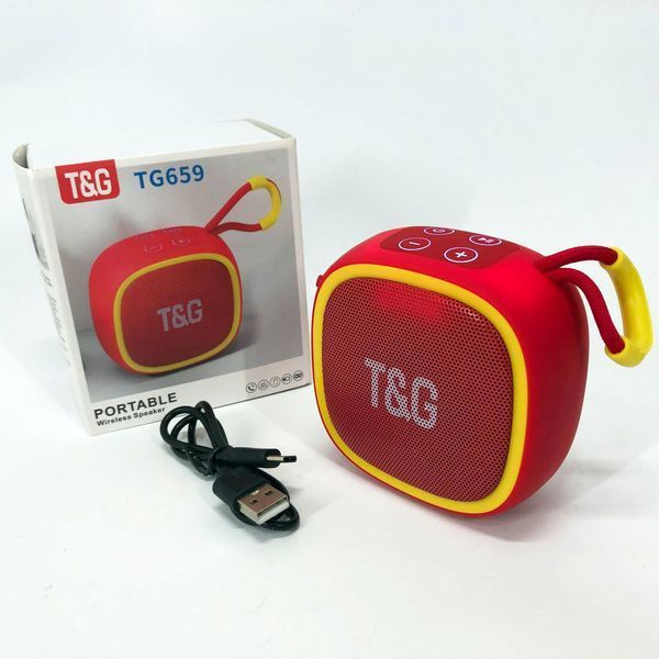 Портативная Bluetooth-колонка TG659 с ремешком, Громкая блютуз колонка для вечеринки. Цвет: красный 00017251 фото