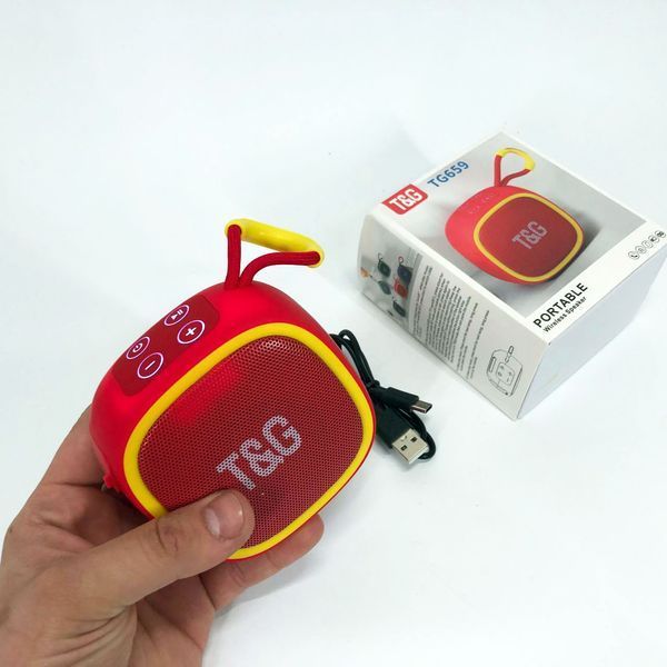 Портативная Bluetooth-колонка TG659 с ремешком, Громкая блютуз колонка для вечеринки. Цвет: красный 00017251 фото