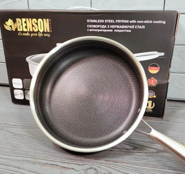 Cковорода глибока Benson із нержавіючої сталі 24см (BN-586) 00020560 фото