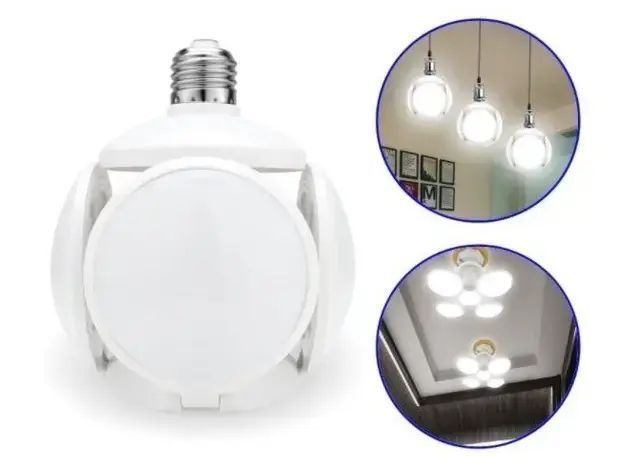 Лампочка люстра світлодіодна розкладна Football UFO Lamp E27 LED лампа для дому на 40 Вт живлення 220В Біла 00023704 фото