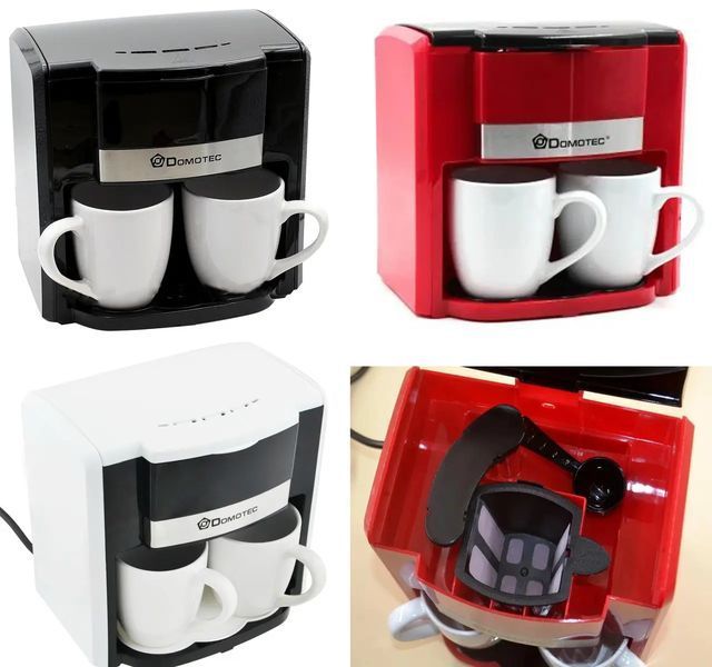 Кавоварка Domotec MS-0705 Red + 2 керамічні чашки 00021222 фото