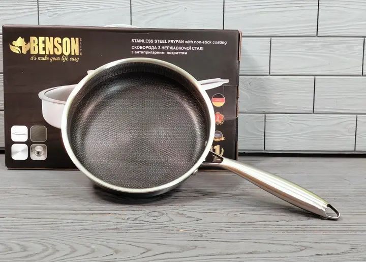 Cковорода глибока Benson із нержавіючої сталі 24см (BN-586) 00020560 фото