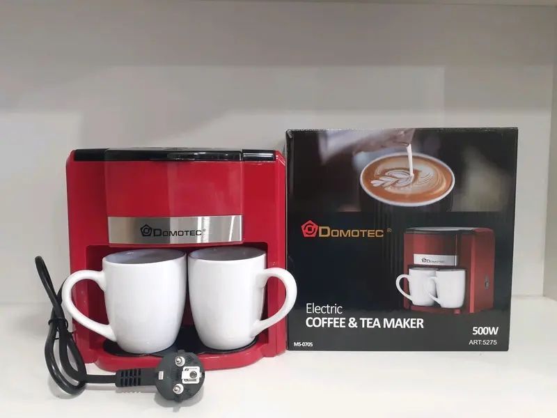 Кавоварка Domotec MS-0705 Red + 2 керамічні чашки 00021222 фото