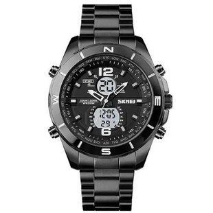 Часы наручные мужские SKMEI 1670BKWT BLACK-WHITE, Армейские часы противоударное. Цвет: черный 00022050 фото