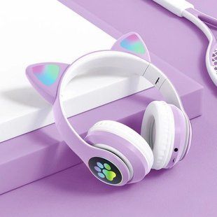 Беспроводные наушники Cat STN-28 / Гарнитура с микрофоном FM радио Bluetooth фиолетовый 2050011/3 фото
