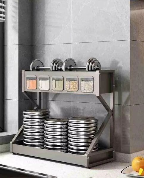 Органайзер для приправ Glaceon Spice Rack, двоярусна стійка для посуду + спецівниця, багатофункціональна сушарка посуду та спецій, містка полиця для спецій з кухонними шафами 00021818 фото