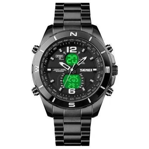 Годинник наручний чоловічий SKMEI 1670BKWT BLACK-WHITE, Армійський годинник протиударний. Колір: чорний 00022050 фото