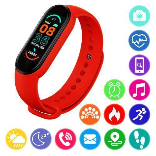 Фитнес браслет FitPro Smart Band M6 (смарт часы, пульсоксиметр, пульс). Цвет: красный 00022405 фото