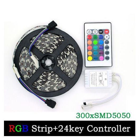 Світлодіодна стрічка SMD 5050 RGB LED 5 м IP65 з пультом та блоком живлення 220v, 5м, Стрічка світлодіодна 5050 00012573 фото