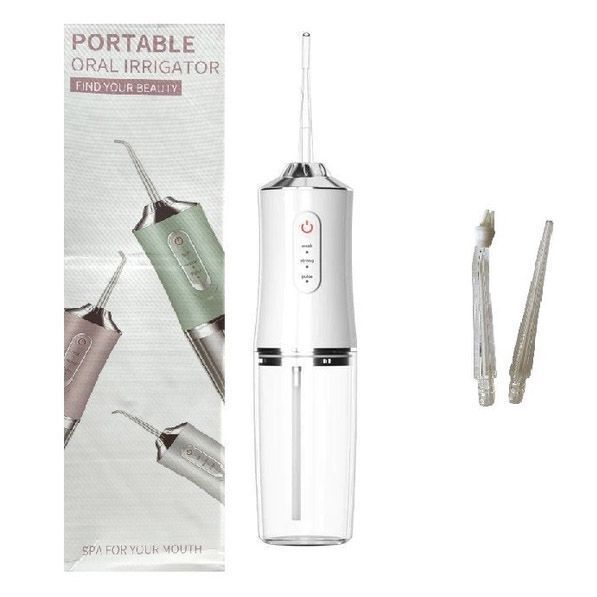 Ирригатор для чистки зубов и полости рта oral irrigator с аккумулятором и сменными насадками. цвет: белый 00014507 фото