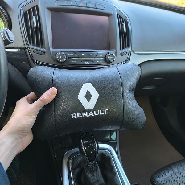 Набір подушок 2шт для авто Renault, натуральна шкіра, на підголівник у машину з логотипом Рено 00017018 фото