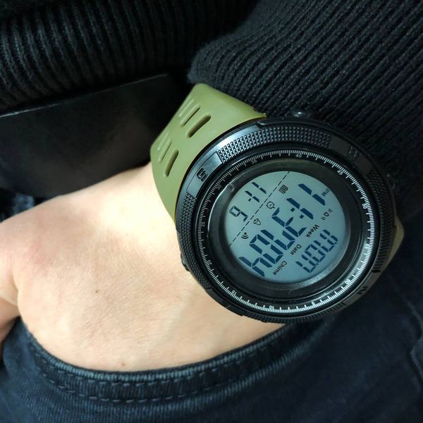 Часы наручные мужские SKMEI 2070AGWT ARMY GREEN, армейские часы противоударные. Цвет: зеленый 00022130 фото